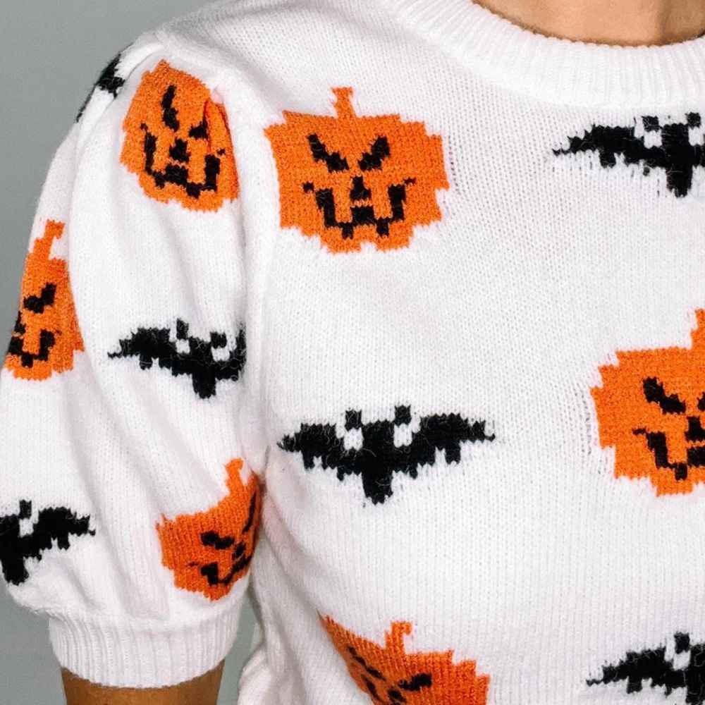 Altar'd State White and Orange Halloween Sweater - Picture 3 of 4